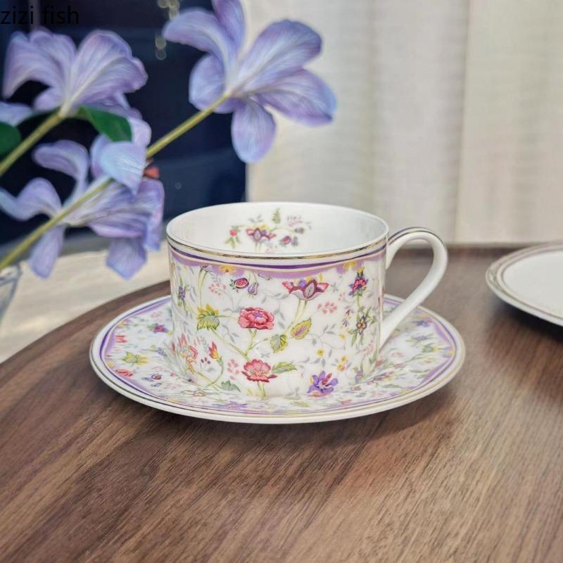 Ceramic Flower Tea Cup Coffee Cup and Dish Set Afternoon Tea Set Water Cups Milk Mug Breakfast Cups Coffee Mug Juice Mugs