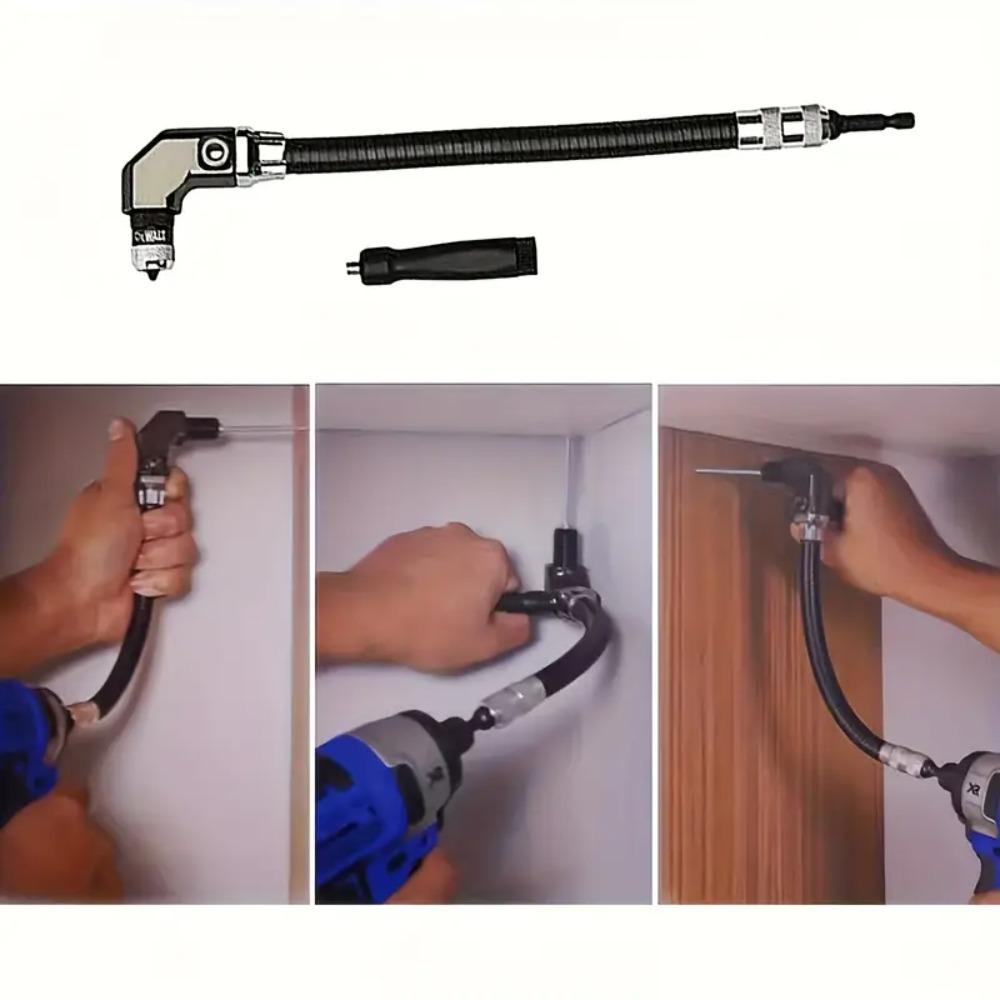 90 Degree Right Angle Drill Attachment Flexible Shaft Extension Adjustable Screwdriver Adapter for Woodworking Tools