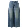 Sancai Damen Jeans 100% Baumwolle Locker Weiter Bein