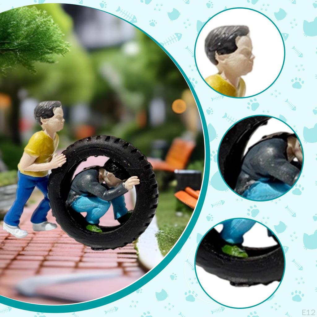 1/64 People Figure Mini Architectural Figurine Resin Role Play Tiny Model for Train Station