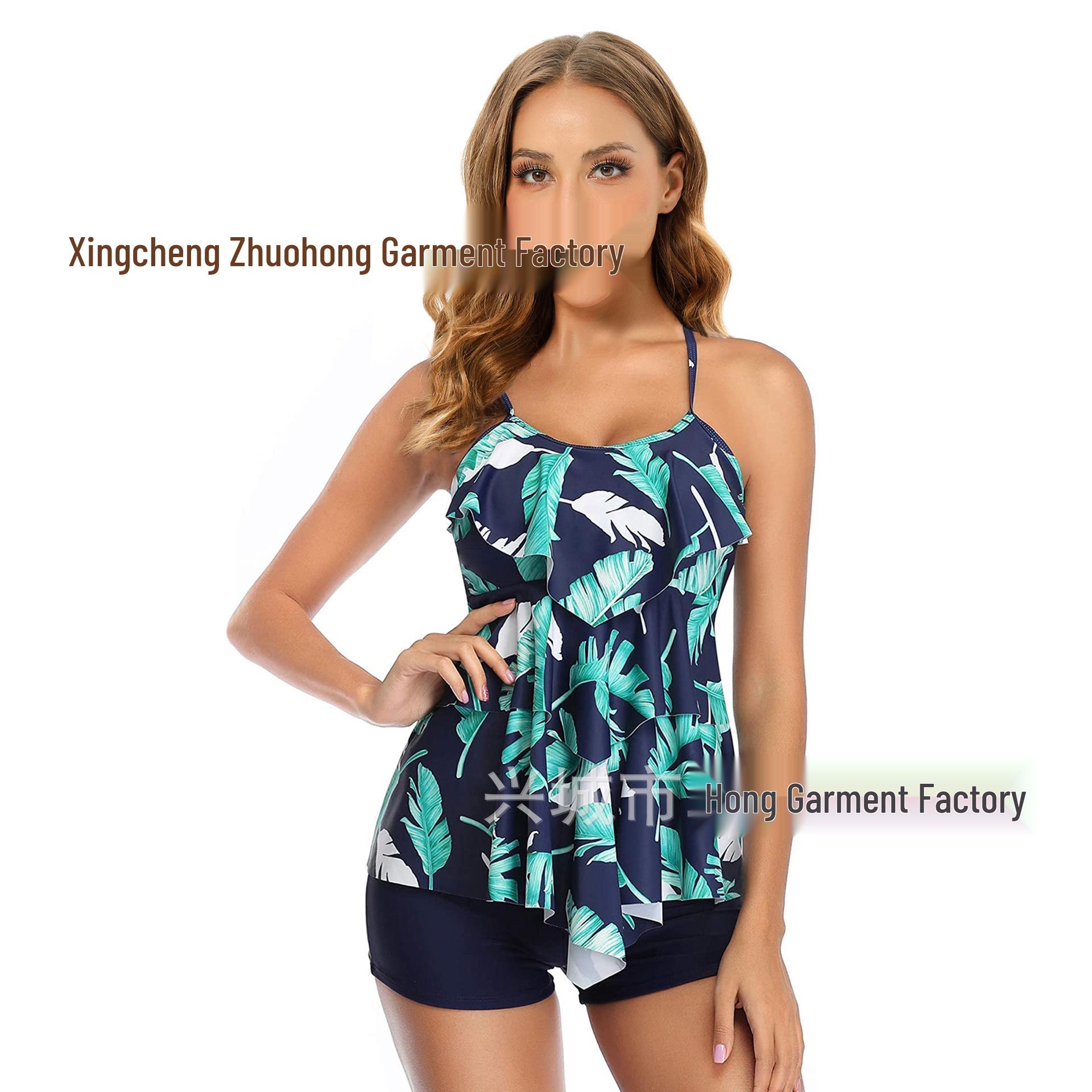 

Европейский и американский женский раздельный купальник с оборками, закрывающий живот Large