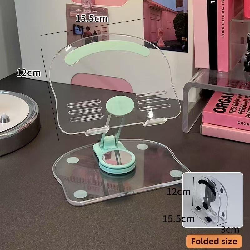New Transparent Acrylic Tablet Stand, Foldable, Rotatable, Adjustable Height, Multifunctional Desktop Non-slip Tablet Support Stand, Set of 2