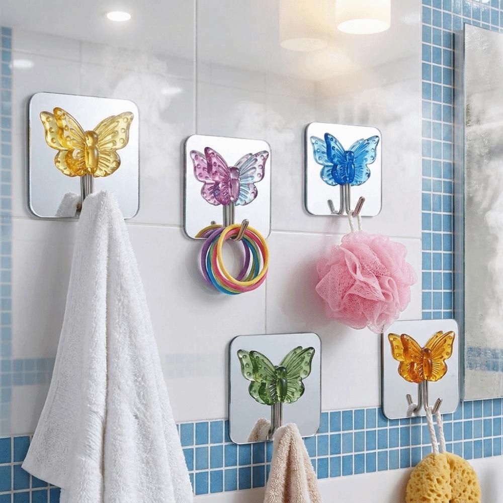 2 Stück Wasserdichte Schmetterlings-Klebehaken Dekorative Wandhaken Badezimmer