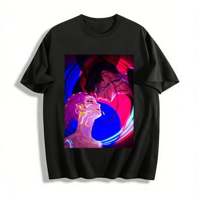 Cyberpunk Style Yin-Yang Fated Couple Print T-shirt Cool Street Style Loose Casual Top Pure Cotton T-shirt