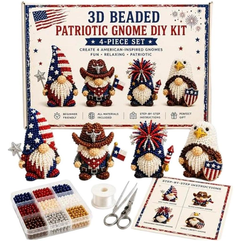 DIY 3D Gnome Bead Embroidery Set Complete Accessories Beadwork Crafts Kit for Crafting Enthusiasts Girls Women Teens Adults