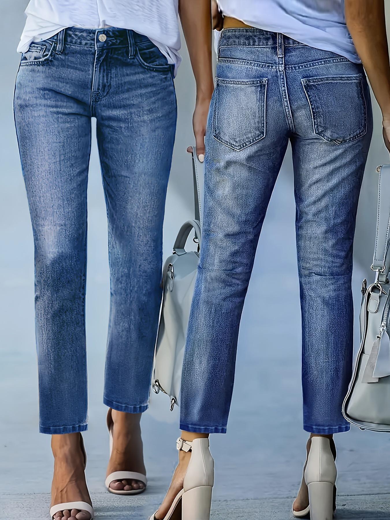 Summer Women s Trendy Slimming Jeans - European & American Style Long Pants in Stock S темно-синий