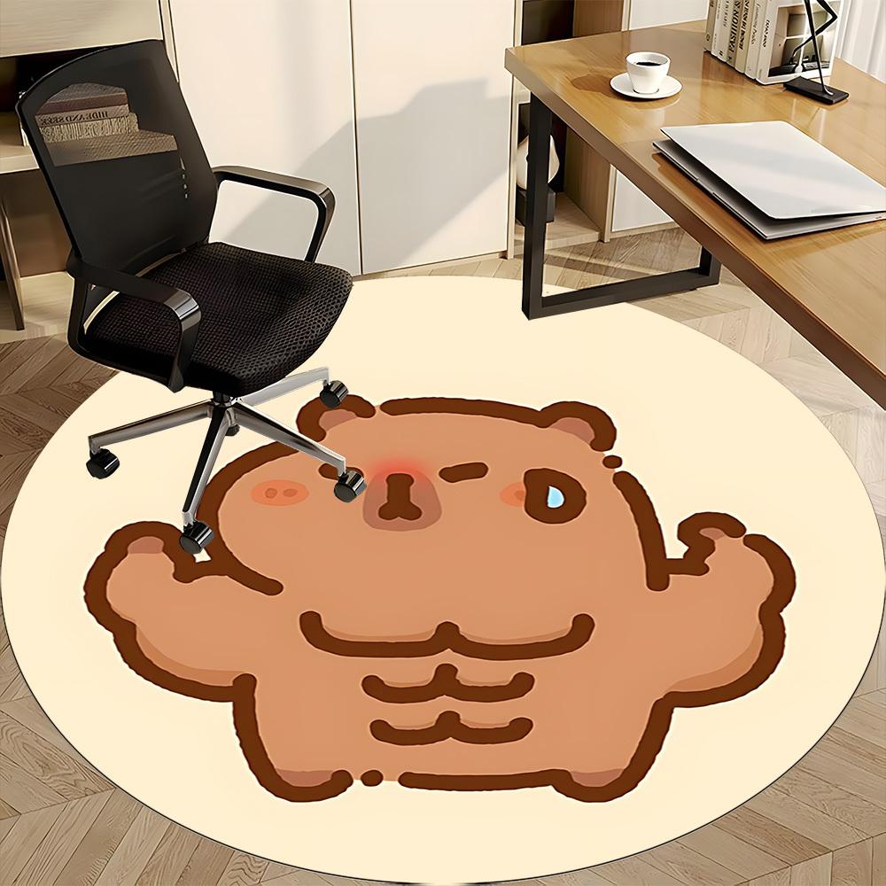 1pc Cartoon Capybara Print Chair Carpet for Office, Soft Flannel Throw Mat, Perfect for Office,Holiday Party Decoration Choice Yy251113159