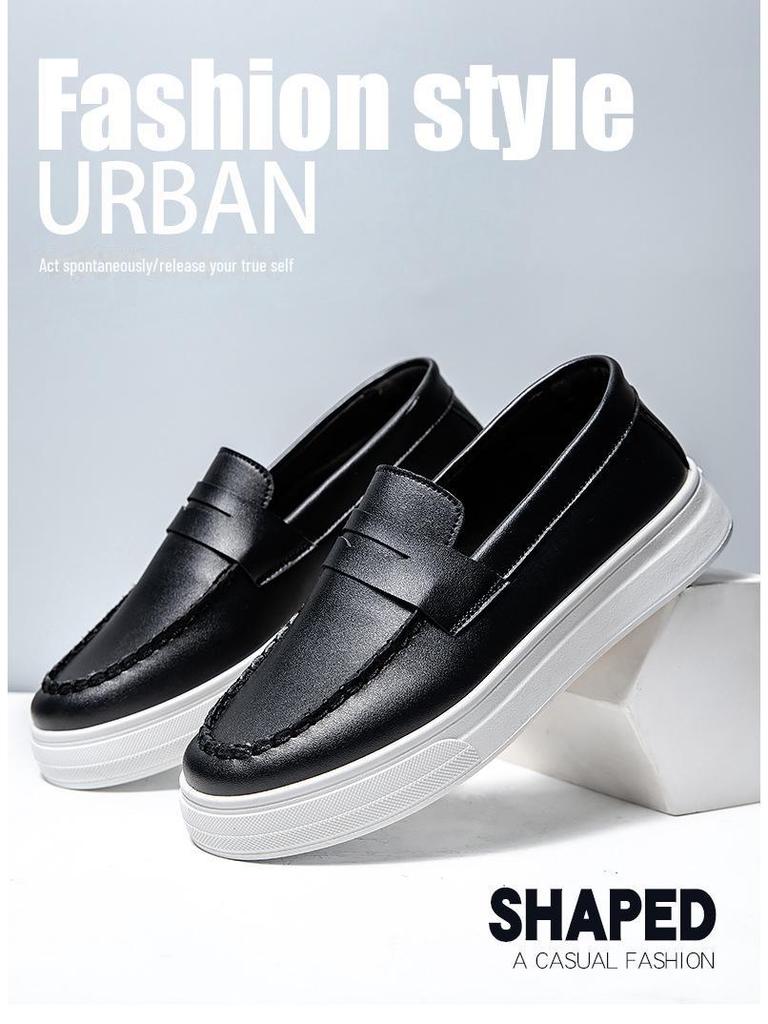 Wiosna 2025 Męskie Oddychające Skórzane Mokasyny w Brytyjskim Stylu - Modne Casualowe Mokasyny dla Młodzieży