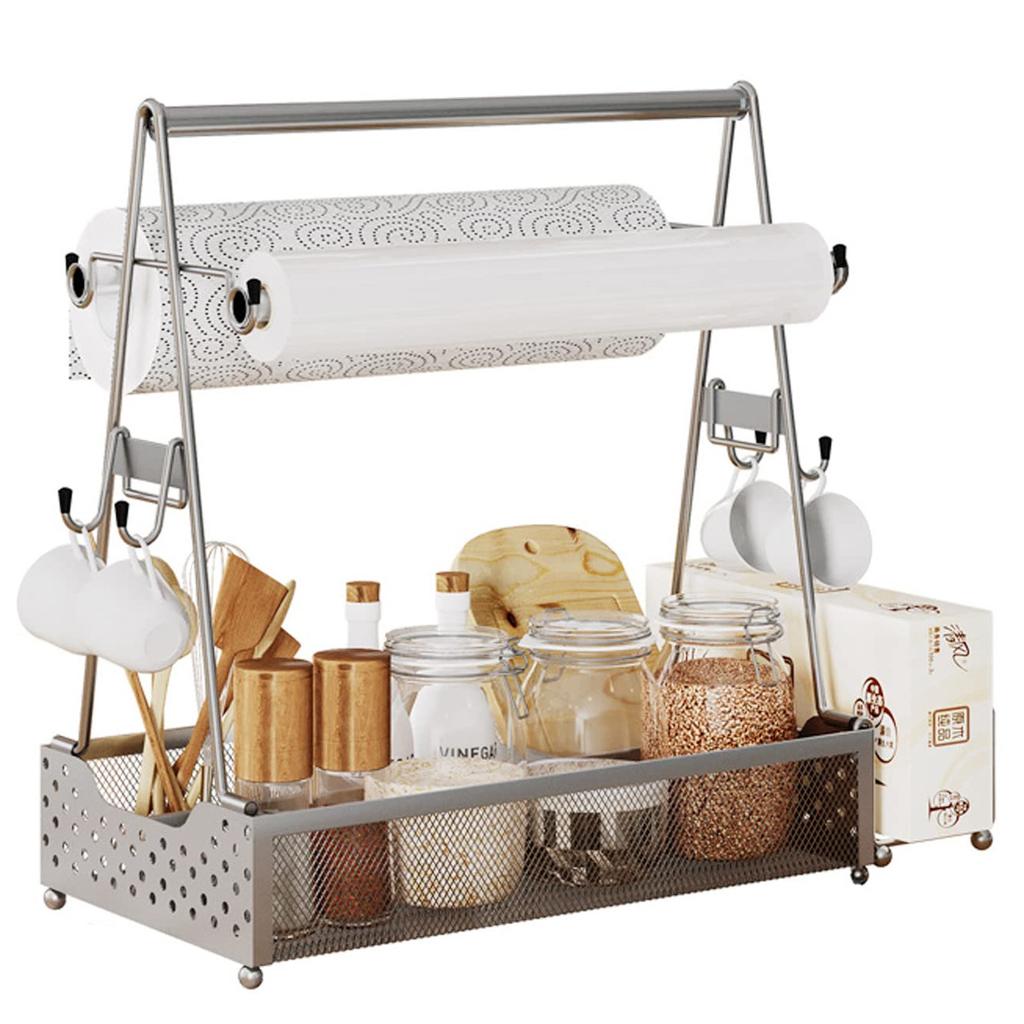 1 Stück Outdoor BBQ Werkzeugablage Gewürzregal Grillrost Würzen, Picknickutensilien BBQ-Ablage mit Papierhandtuchhalter