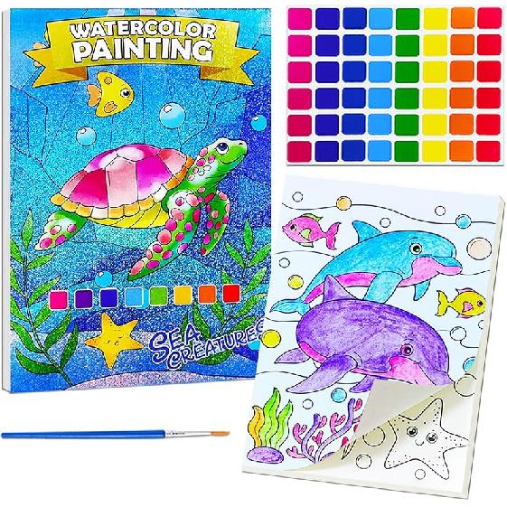 JUNQIU 5Pack Water Color Paint Sets for Kids, Paint With Water Books for Kids Ages 4-8, Pocket Watercolor Painting Book, Arts and Crafts Kit Easter