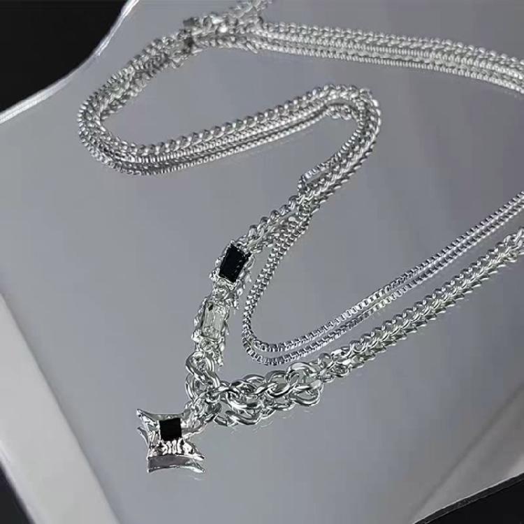 Trendy Unisex Double Layer Lucky Star Necklace Edgy Streetwear Design Couple Matching Jewelry Sturdy Alloy Material