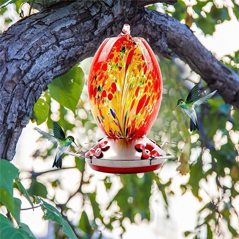 A84E-Hummingbird Feeder, Large Glass Bird Feeder For Outdoor Use With Ant Proof Hooks