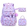 Set Zaino Scolastico in Velluto per Ragazze Adolescenti Zaino da Donna Patchwork con Fiocco alla Moda Zaino per Studenti Borsa per Libri Carina
