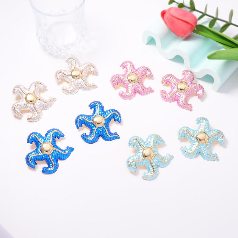 2026 New Summer Sea Star Irregular Stud Earrings for Women Exaggerated Colorful Star Personality Earrings Vacation Jewelry Gifts
