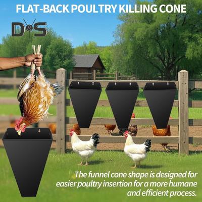 Poultry Processing Cone Heavy-Duty Metal Killing Cone for Chickens Ducks Turkeys Anti-Rust Slaughter Stand with Flat Back for Stable Mounting