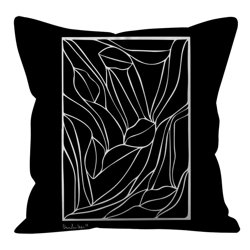 Nordic Ins Style Simple and Light Luxury Lines Black and White Plaid Pillow Case Pillow Lunch Break Pillow Sofa Cushion