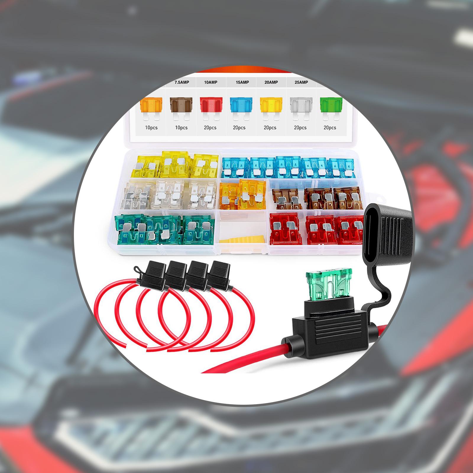 

Автомобильные предохранители, 120/140 шт. стандартных автомобильных предохранителей и комплект для замены плоских предохранителей 2/3/5/7,5/10/15/20/25/30/35/40 А