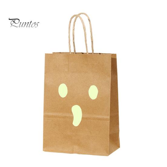 Decorative Party Supplies Halloween Candy Bags with Luminous Pumpkin Ghost Prints, Thickened Reusable Paper Treat Container Gift Bags, Trick or Favors