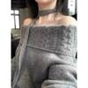 Fashion Elegant Off Shoulder Knitted Pullover Women Sweater Korean Style One-word Shoulder Casual Simple Tops Autumn Winter Loose Outer Top Clothing