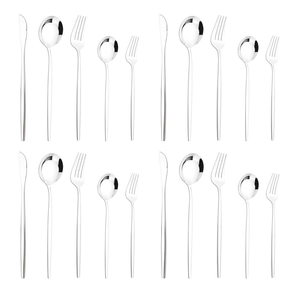 20Pcs Gold Dinnerware Set Knife Dessert Fork Spoons Cutlery Flatware High Quality Stainless Steel Silverware Kitchen Tableware