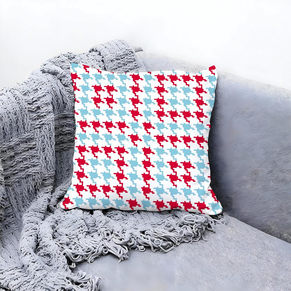 Chic Houndstooth Pattern Style Cushion Cover Premium Comfort Reversible Pillow Cove In One Design For Any Room & Car Interior