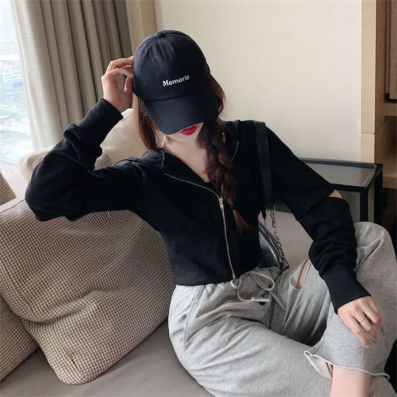 New Women's Trendy Hooded Zipper Cardigan - Long Sleeve Short Sports Jacket for Early Autumn 2025