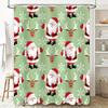 Santa Claus Reindeer Christmas Shower Curtain Set for Bathroom Decor Green Snowflake Pattern Bath Mat Tissue Holder 24 Hooks Non