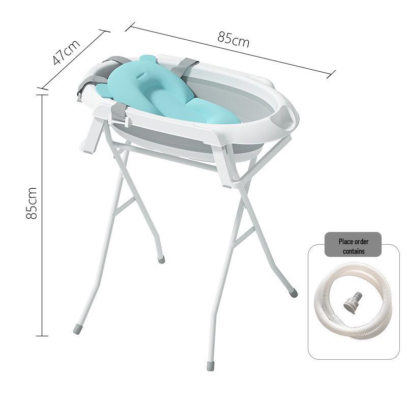 Newborn Bath & Care Station: Infant Bathtub, Diaper Changing, Drying Rack - No Bending