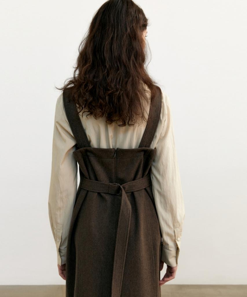 Anout Wool Suspender Dress - Brown