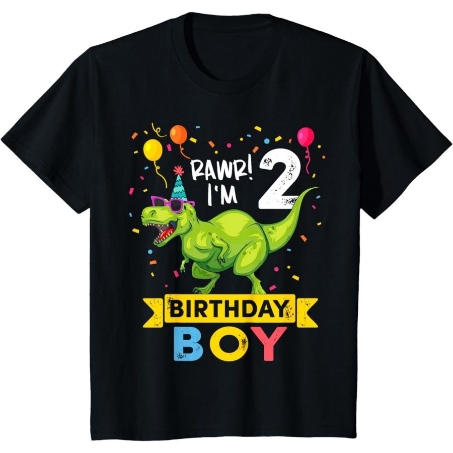 

Kids 2 Year Old Boy T Rex Dinosaur 2nd Birthday T-Shirt XXXXXL чорний