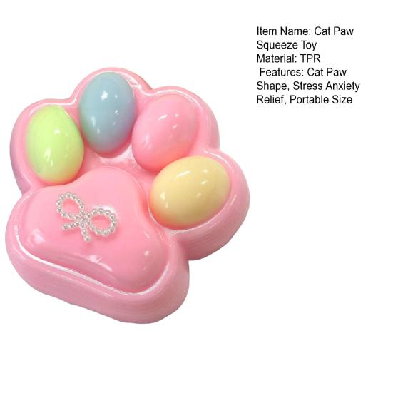 Cat Paw Squeeze Toy Stress Relief Kitten Paw Pinch Sensory Toy Kids Adults Soft TPR Stress Ball Calming Animal Claw Fidget Toy