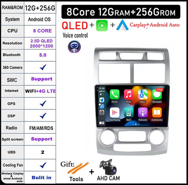 For Kia Sportage 2 2004 2005 2006 2007-2010 Android 14 Car Radio IPS/QLED Android Auto Multimedia Player Video Stereo BT