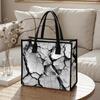 Trendy Cracked Print Tote Bag Casual Large Capacity Handbag for Daily Use