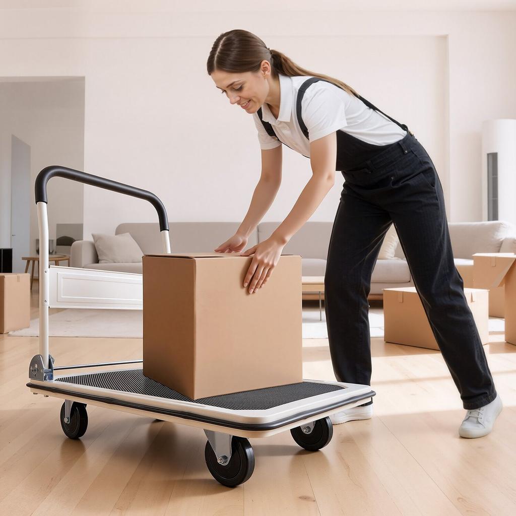 Foldable Push Cart Dolly, 299.37 Kg Capacity, Folding Platform Truck with Swivel Wheels, Moving Platform Hand Truck Flatbed Cart, Space Saving Push