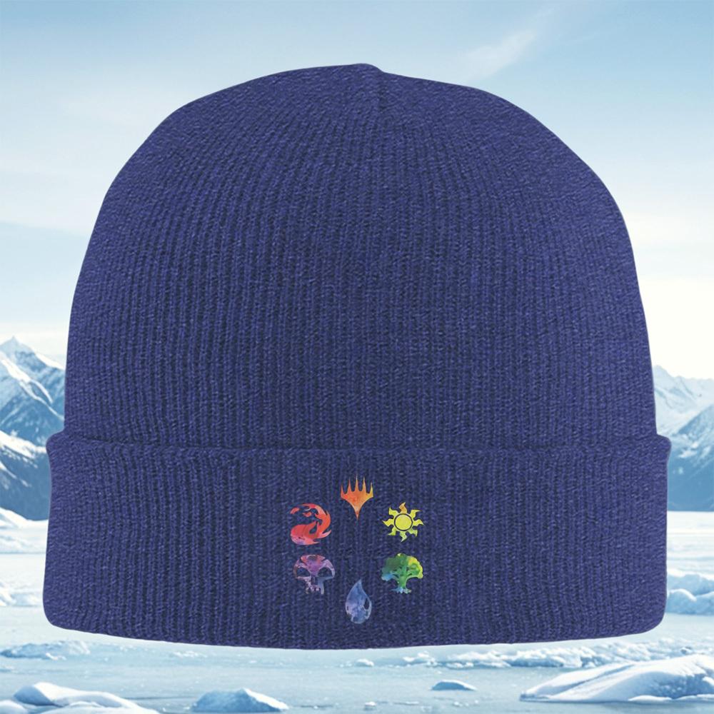 MTG Magic Symbols Colorful Painted Shapes Men Women Unisex Knitted Hat Beanie Pullover Cap Winter Thermal Warm Christmas Outdoor