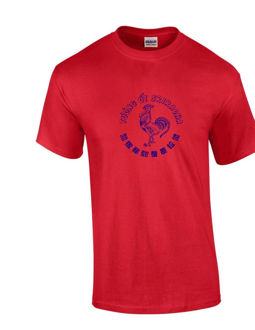 Siracha Logo T-Shirt Asian Pho Hot Rooster Sauce Red Blue Tee Shirt S-5XL 2XL