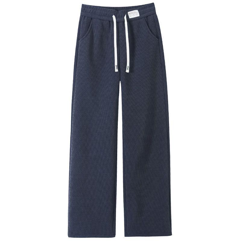 Women's 2025 Autumn/Winter Fleece-Lined Corduroy Wide-Leg Pants - Casual, Loose, Warm Straight-Leg Style