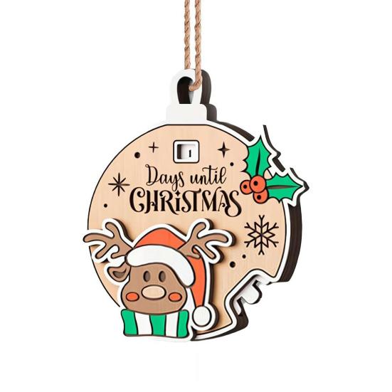 Xmas Countdown Sign Wooden Days Until Christmas Ornament Rustic Hanging Advent Calendar for Mantel Christmas Tree Decoration