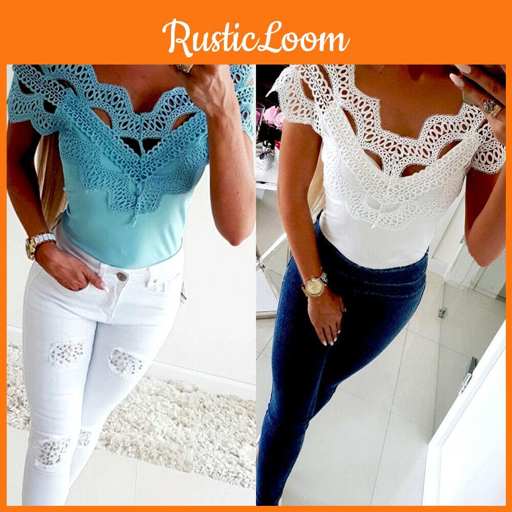 Hochwertige Damen Kurzarm Spitzen T-Shirts für mühelosen Sommerstil