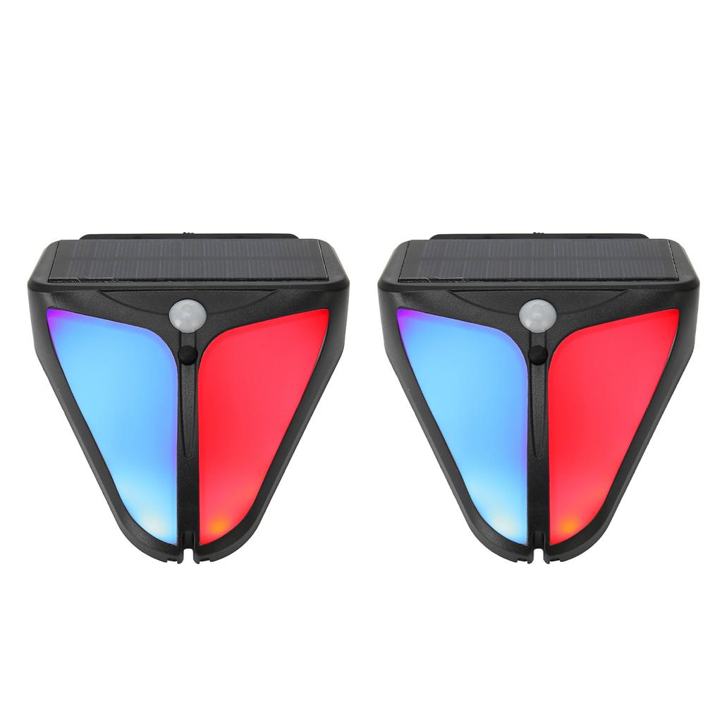 2Pcs Solar Motion Sensor Alarm Warning Light Audio Alarm Lamp 4 Modes Waterproof for Home Garden