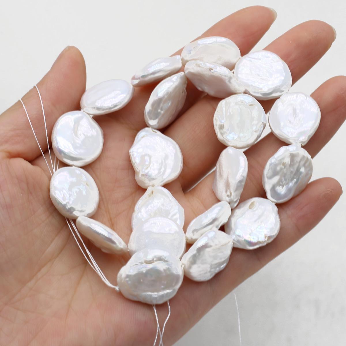 

1String, White Natural Freshwater Pearls 17-18mm, Handmade Round Pearl Beads for Jewelry Making DIY Crafts, Needlework 36cm 1String/17-18mm-36cm білий