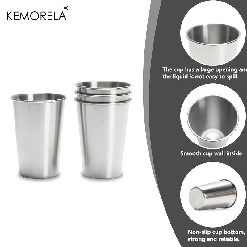 KEMORELA 2/4PCS Stainless Steel Cups 300/400ML Stainless Steel Tumblers Pint Camping Cups Drinking Glasses Stackable Metal Cup
