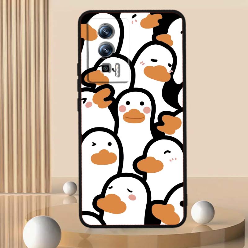 Cartoon Anime Duck Pattern Phone Case For Xiaomi Redmi 12 13C 12C 13 10C 9T A2 9A 9C 7A Note 10S 8T 10 9 8 Pro 4G 5G Black