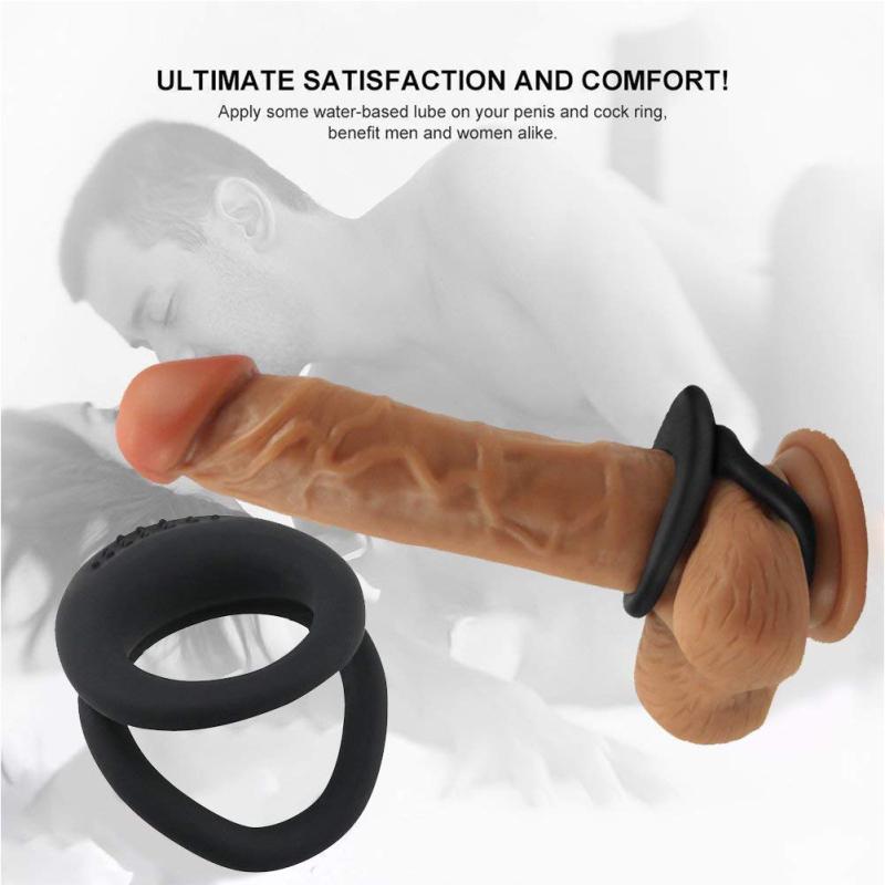 2-in-1 Silicone Cock Ring Harder Erection Penis Ring Ejaculation Delay Sex Toy for Men and Couples