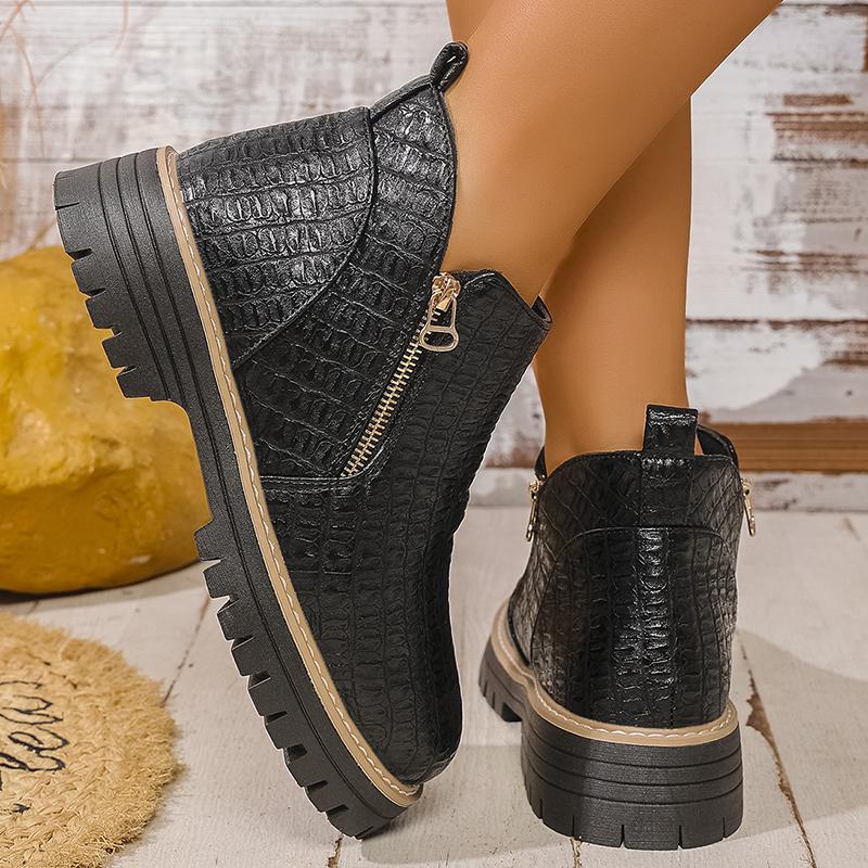 Pu Leather Ankle Boots for Women Double Zipper Up Fashion Boots Woman 2025 Spring Autumn Non Slip Platform Booties Female