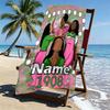 Custom Name Personalized Alpha Kappa Alpha Print Beach Towel, for Trip Camping Beach Party Home Decor, Birthday Gift for Family & Friends
