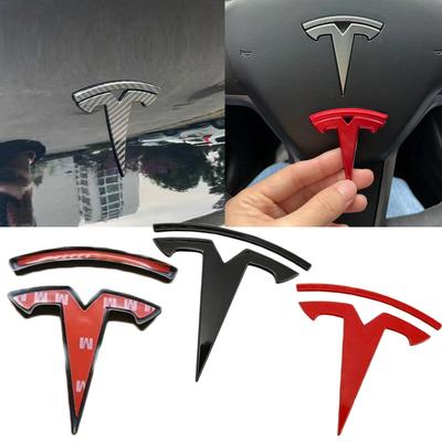 ALL1 ABS Car Steering Wheel Rear Trunk Badge Overlay Sticker for Model 3 Model Y Front Hood Cover Emblem Modified Decoration