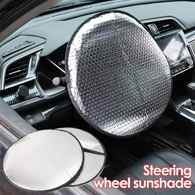 1 Piece Car Steering Wheel Cover Silver Thickened Sun Protection Foldable Anti-Uv Car Supplies Car Steering Wheel Sun Shade