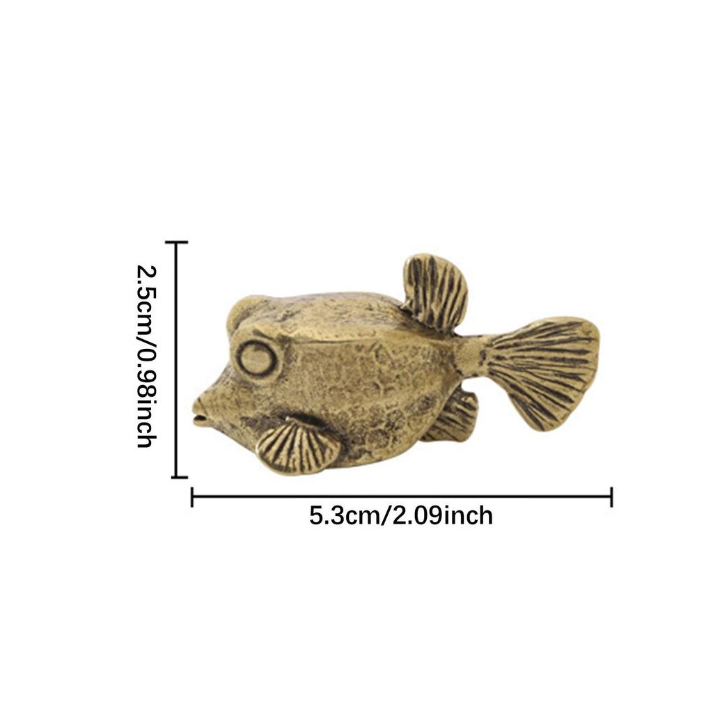 Brass Fish Statue Handcrafted Brass Fish Sculpture Mini Sea Animal Figurine for Living Room Hotel Car Decoration