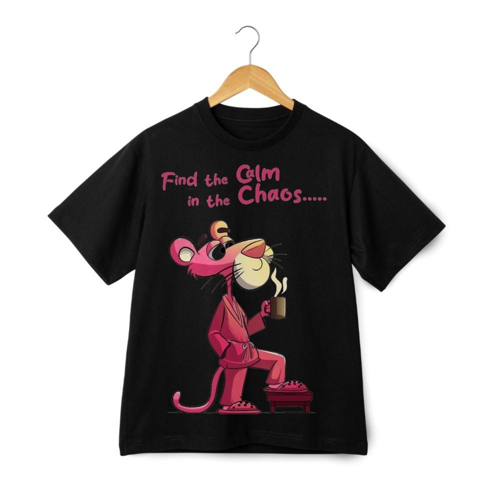 Pink Panther Coffee Graphic T-Shirt - Find the Calm in Chaos Street Style Tee